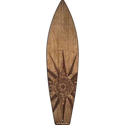 Map Drawing With Compass Novelty Metal Surfboard Sign