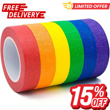 6 Rolls Colored Masking Tape colored Red, orange, yellow, green, blue, purple