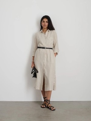 New Alex Mill Kerry Linen Shirtdress In flax Size M $225 | eBay