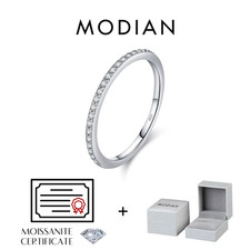Simple Eternity Moissanite Ring 925 Sterling Silver Sparkling Simple Thin Weddin