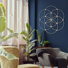 Modern Sacred Geometry Metal Wall Art - Seed of Life Sculpture for Loft Decor