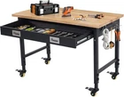 48" Adjustable Workbench with Drawer Storage, Adjustable Height Worktable Wood