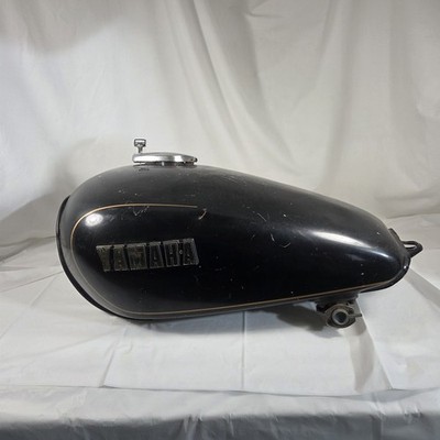 Vintage Yamaha Gas Tank w/ Cap Key Original Taiyo Giken Petcocks Black OEM Race