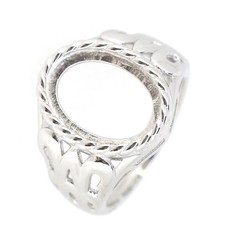 Sterling silver Semi Mount Ring Setting for Cab Oval OV 14x10mm Vintage