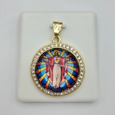 Wholesale  Jewelry Lot - 3 pcs Gold Plated Sacred Heart Pendant. Oro Laminado