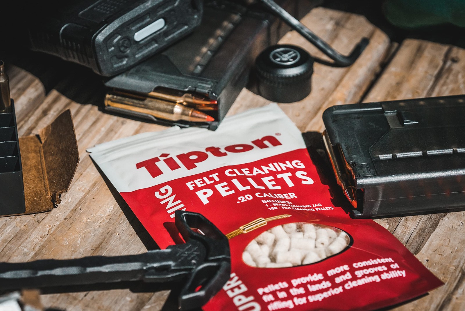 Tipton Felt Cleaning Pellets with Reliable Construction and Jag for Gun
