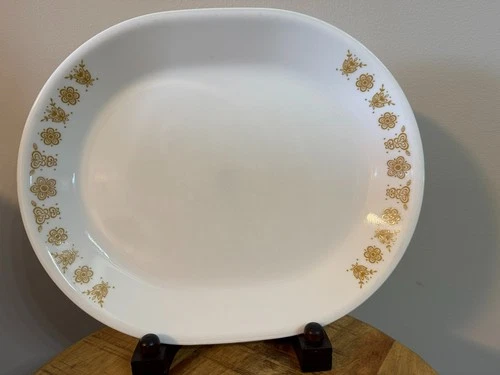 Vintage Corelle 12”  Butterfly Gold Oval Serving Platter, Good Condition