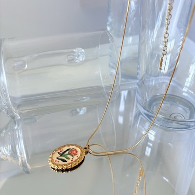 Literary retro stainless steel gold-plated necklace, waterproof/45c m