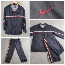 Vintage Y2k Nike Track Pant Suit Windbreaker Men Large Black Red 2-Pc Set Rare