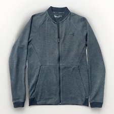 Men s Under Armour Lightweight Full Zip Jacket Crew Neck Gray Pockets Sz Small