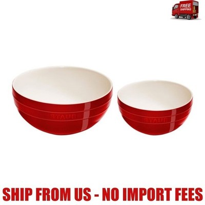 Staub Stoneware 2-pc, Large Mixing Bowl Set, cherry