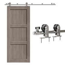 4-16FTStainless Steel Sliding Barn Door Hardware Kit with Adjustable Floor Guide