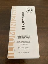 BEAUTYBIO Illuminizing Blendrops SPF 40 Priming Drops 1 Oz Sealed Exp 5/26