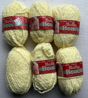 6 Bulky Boucle Caron Yarn Lot 100% Orlon 3oz Banana 4803 Yellow No.H4800 USA VTG