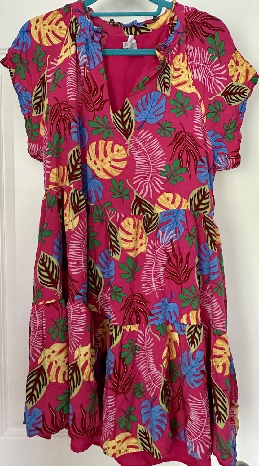 Sugarlips Sundress (1X) Pink Tropical Floral Ruffle Sleeve Lightweight-image