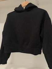ZARA Basic Black Solid Pullover Hoodie Women s Regular Size S Long Sleeve