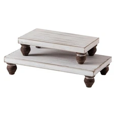 Rectangular Wood Risers Display Stands - Rustic White Wooden Pedestal Stand S...