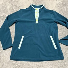 Duluth Trading Fleece Womens Medium Double Back Pullover Snap Blue 52819