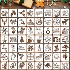 56Pcs 3 Inch Christmas Stencils Crafts Templates for Painting On Wood Wall Decor