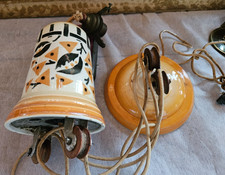 ANCIENNE SUSPENSION MONTE ET BAISSE COMPLET AVEC CONTREPOIDS EN PORCELAINE