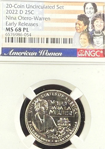2022 D NINA OTERO-WARREN AMERICAN WOMEN QUARTER EARLY RELEASE NGC MS 68 PL