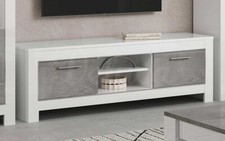 Melissa White & Grey Gloss Marble Effect Italian TV Cabinet for Indoor Storage