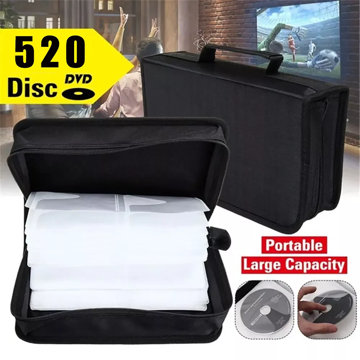 520 Disc CD/DVD Wallet Binder Book Sleeves Disc Storage Bag