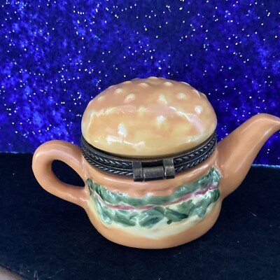 0693 ~    ''  HAMBURGER AS A TEAPOT   ''    TREASURE /TRINKET BOX  GREAT GIFT