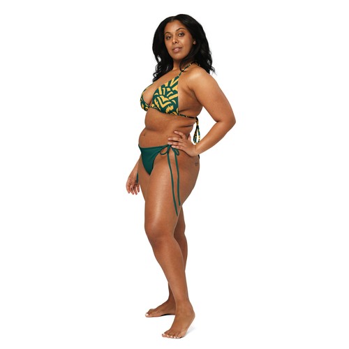 Tropical Pineapple String Bikini, Adjustable Tie-Side Swimwear, UPF 50+ - Picture 5 of 31