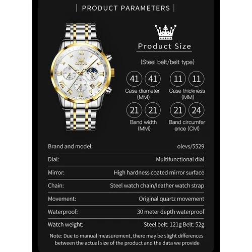 OLEVS Wasserdichte Leuchtende Quarzuhr Herren Business Luxus Armbanduhr Geschenk - Bild 4 von 16