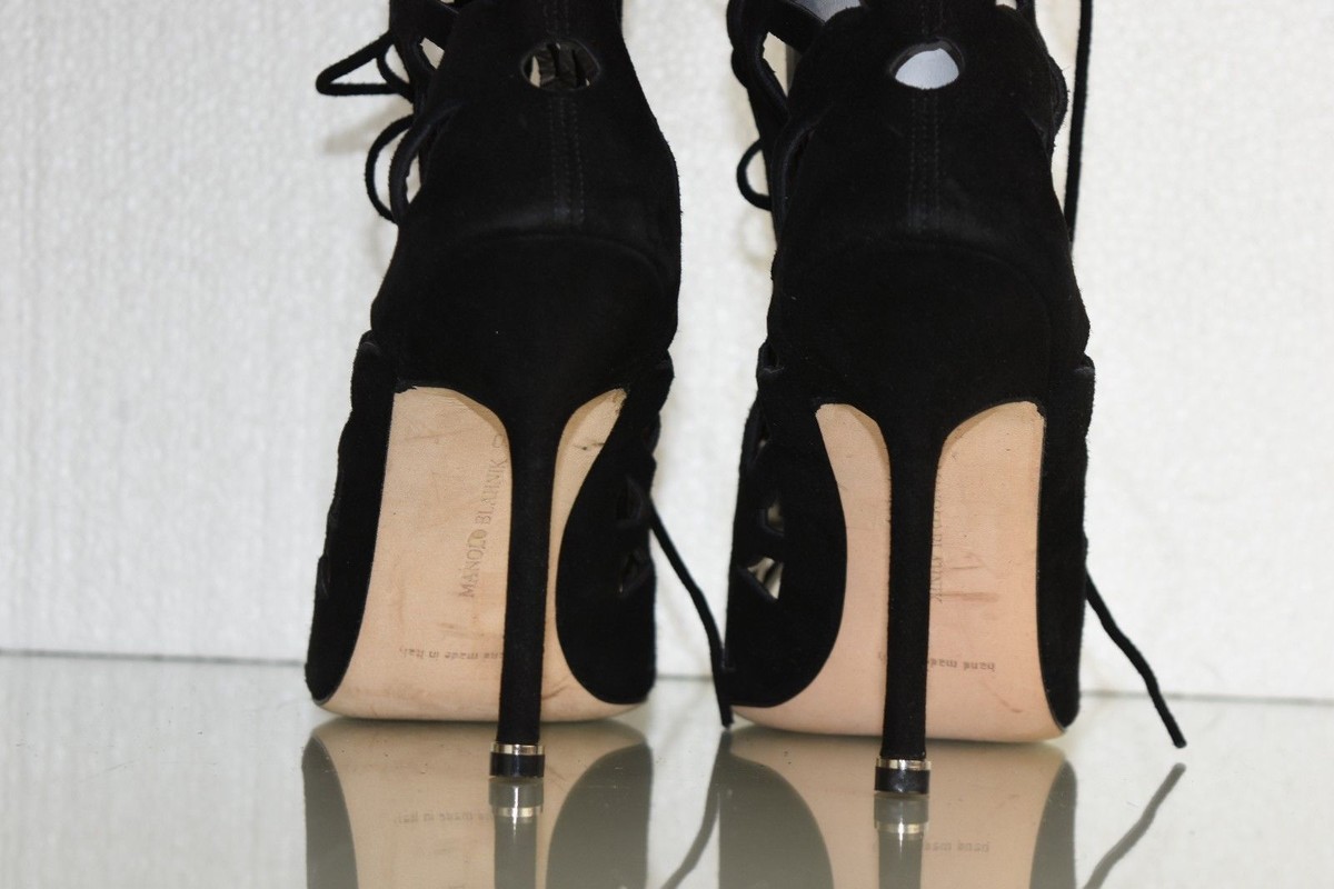 New Manolo Blahnik KAHIKA LACE UP Flower Laser Cut SANDALS New Manolo Blahnik KAHIKA LACE UP Flower Laser Cut SANDALS