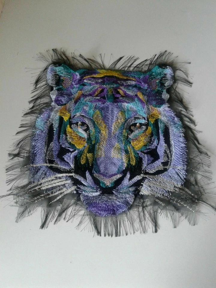 Lilac Tiger Large Handmade Embroidered Patch from Ukraine - Image 4 of 4