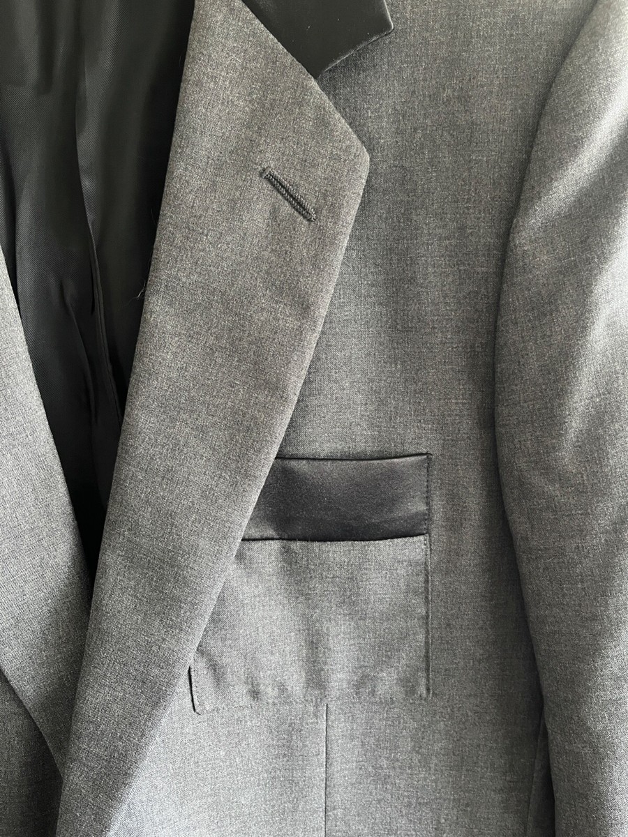 Dior Homme Navigate Blazer Jacket Grey Wool Black Satin FW07 Dior Homme Navigate Blazer Jacket Grey Wool Black Satin FW07