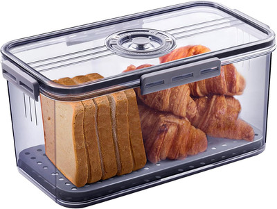 Bread Box Bread Boxes for Kitchen Counter Airtight, Time Recording Bread Storage