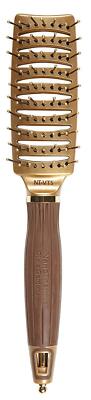 Vented Brown Hair Brush with Ergonomic Handle and Sectioning Pick for Quick D...
