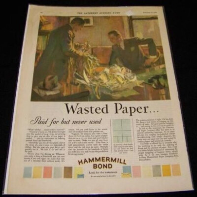 Vintage Orig Ad Advertisement Art HAMMERMILL BOND 1929