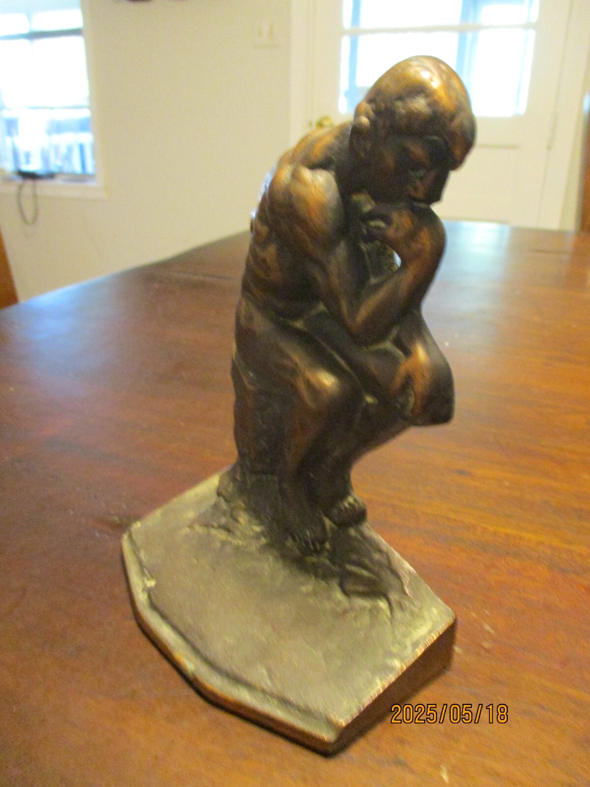 1927 NYC USA BRONZE THINKING MAN SINGLE BOOK END THE THINKER