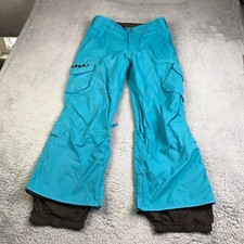 Burton Dryride Snowboard Pants Womens S Blue Nylon Lined Cargo Flared Ski