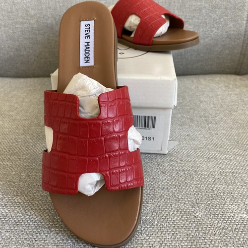 STEVE MADDEN Dariella sandals RED croco 7 NIB | eBay