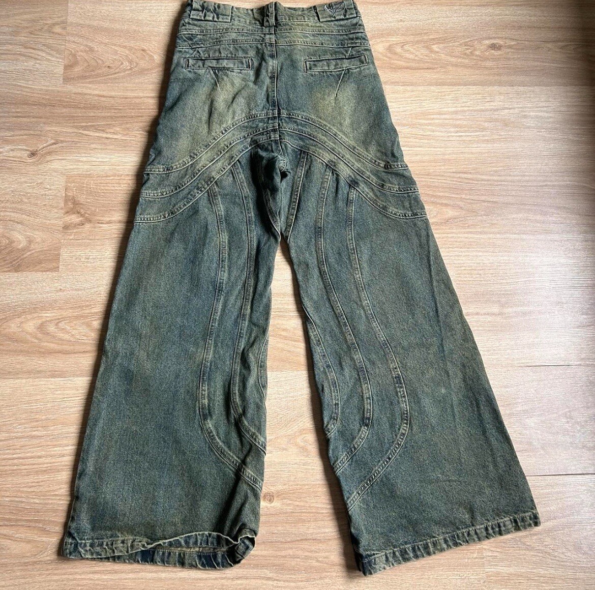 【AAKE】NOS WIDE DENIM no faith studios Heavy Wave Denim black Size S/ 30W Y2K JNCO