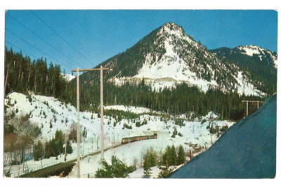 Railroad Washington WA Postcard Cascade Mountains Train RR