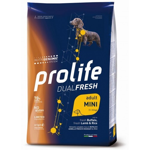 Crocchette per cani Prolife dual fresh bufalo, agnello fresco e riso adult mini