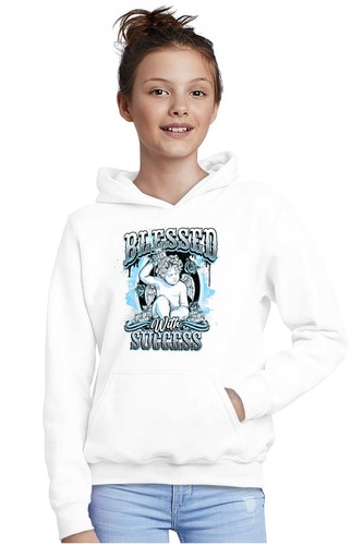 Urban Streetwear Blessed With Success Angel Youth Hooded Sweatshirt Boy or Girl - Picture 5 of 7