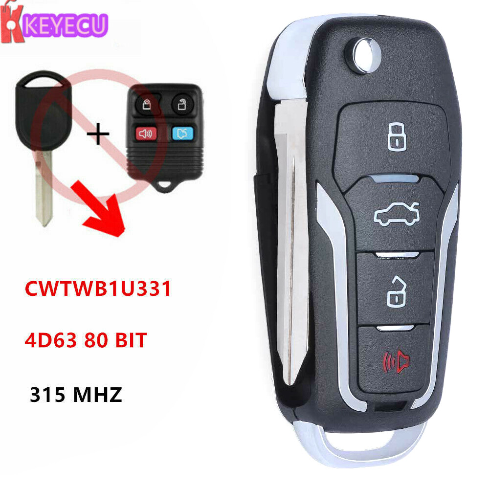 Upgraded Flip KEY Remote Car Key Fob 315MHz 4D63 80 BIT Chip for