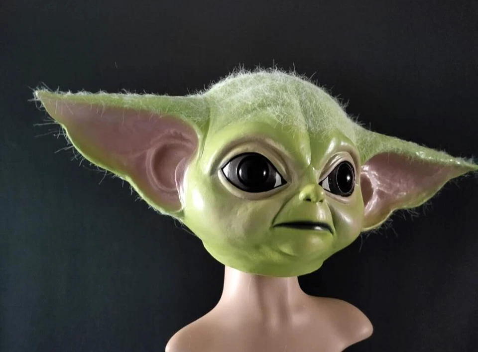 Star Wars Baby Yoda Halloween Máscaras de Látex Juegos con disfraces Accesorios con par de payasos Foto 3 de 4