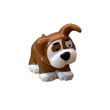 Fisher Price Little People Brown Dog Puppy House Pet Blue Collar Farm Toy #352