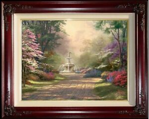 Thomas-Kinkade-Fountain-of-Blessings-G-P-18x24-Canvas-Brandy-Frame