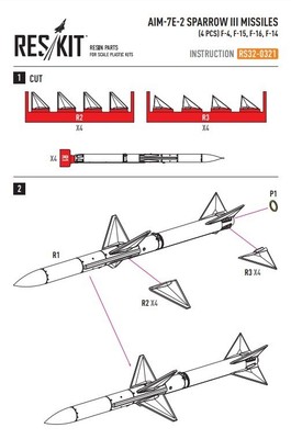 ResKit RS32-0321 Scale 1:32 AIM7E-2 Sparrow III missiles 4 ResKit RS32-0321 Scale 1:32 AIM7E-2 Sparrow III missiles 4