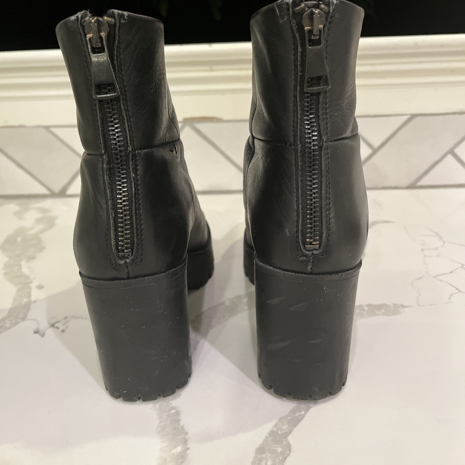 Zara Basic Black Leather Platform Boot Size 40 US… - image 3