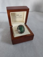 Beautiful Native American Green Turquoise Sterling Silver Ring Size 5 1/2